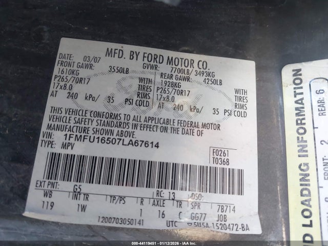 2007 FORD EXPEDITION 1FMFU16507LA67614 Photo 8