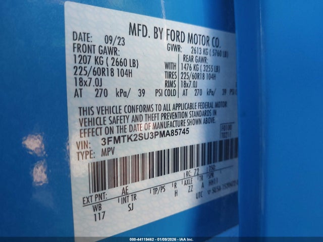 3FMTK2SU3PMA85745 Ford Mustang Mach-e California Route 1