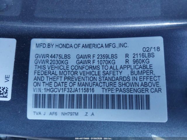 2018 HONDA ACCORD 1HGCV1F32JA115816 Photo 8
