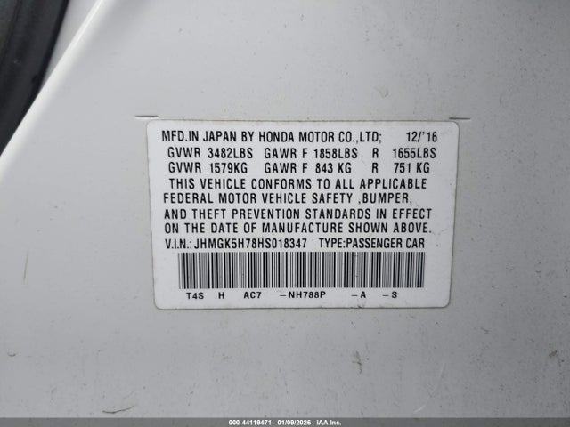 JHMGK5H78HS018347 Honda FIT EX