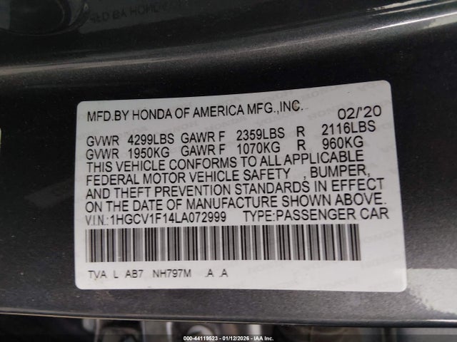 1HGCV1F14LA072999 Honda ACCORD LX