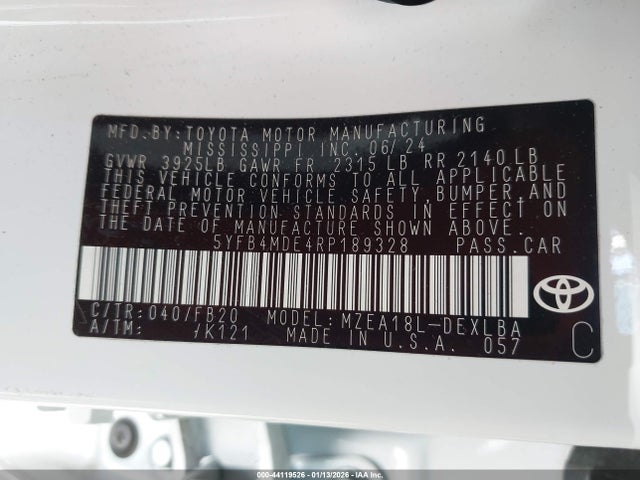 Toyota COROLLA LE 2024 5YFB4MDE4RP189328 Image 9