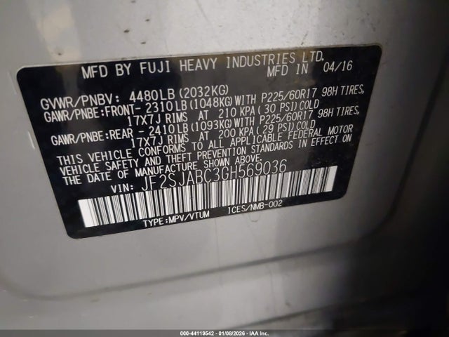 JF2SJABC3GH569036 Subaru Forester 2.5i