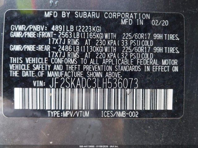 JF2SKADC3LH536073 Subaru Forester
