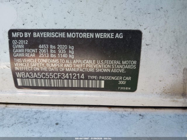 Продаж на аукціоні авто 2012 Bmw 328i, vin: WBA3A5C55CF341214, номер лоту: 44119567