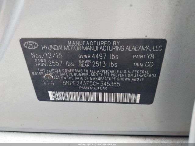 2016 HYUNDAI SONATA 5NPE24AF5GH345385 Photo 8