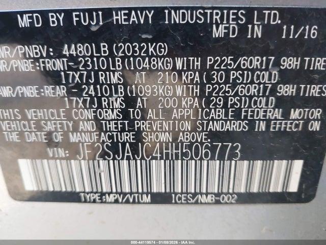 JF2SJAJC4HH506773 Subaru Forester 2.5i Limited