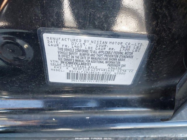 3N1CN8EVXLL803121 Nissan Versa Sv Xtronic Cvt