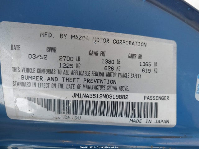 1992 MAZDA MX-5 MIATA JM1NA3512N0319882 Photo 8