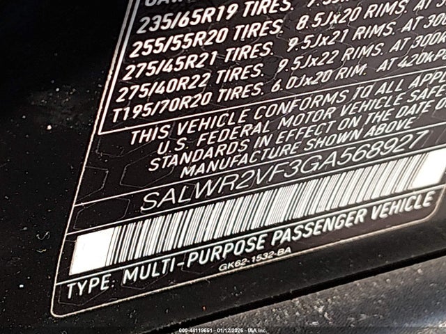 SALWR2VF3GA568927 Land Rover Range Rover Sport 3.0l V6 Supercharged Hse