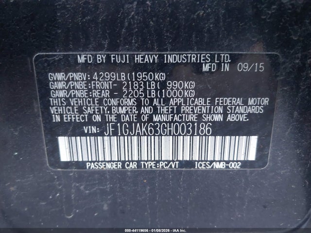 JF1GJAK63GH003186 Subaru Impreza 2.0i Limited