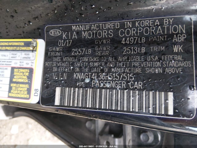 KNAGT4L36H5157515 KIA Optima Lx