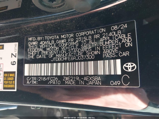 JTDBCMFE6RJ037300 Toyota Corolla Hybrid Se
