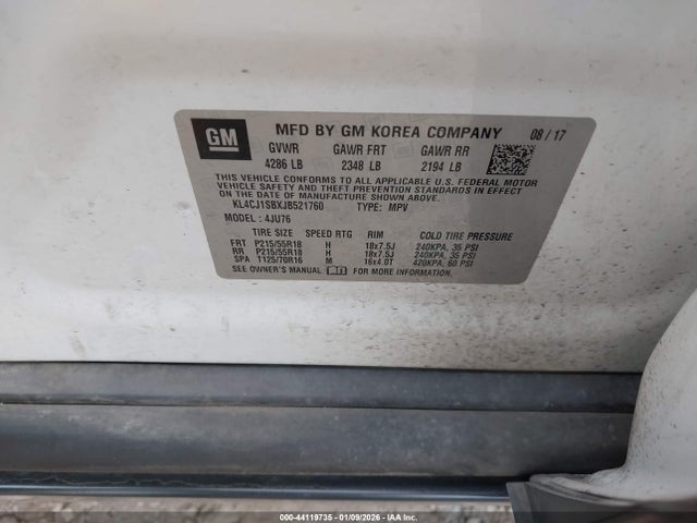 KL4CJ1SBXJB521760 Buick Encore Sport Touring