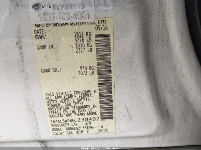 1N4AL3AP8GC238492 Nissan Altima 2.5 S
