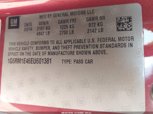 2014 CADILLAC ELR 1G6RM1E46EU601381 Photo 8