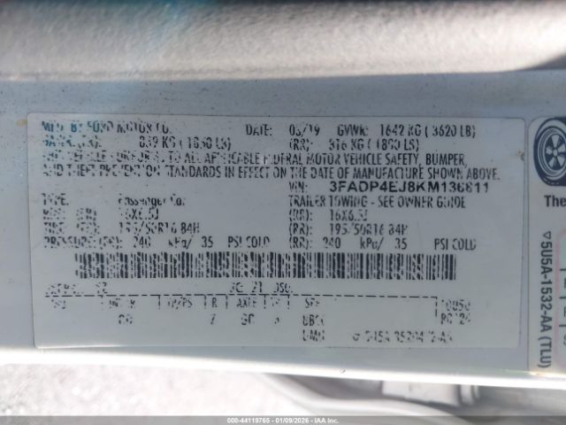 2019 FORD FIESTA 3FADP4EJ8KM136811 Photo 8