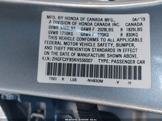 Honda Civic Sport 2019 2HGFC2F85KH556007 Image 9