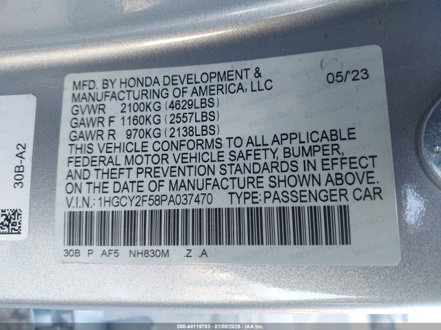 1HGCY2F58PA037470 Honda Accord Hybrid Sport