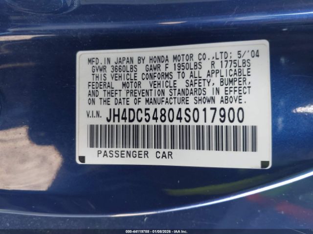 2004 ACURA RSX JH4DC54804S017900 Photo 8
