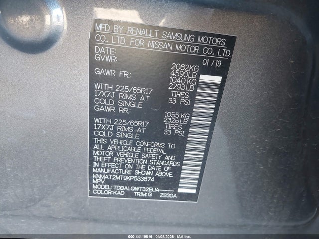 Nissan ROGUE SV 2019 KNMAT2MT9KP533874 Image 9