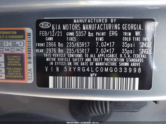 2021 KIA SORENTO 5XYRG4LC0MG033998 Photo 8