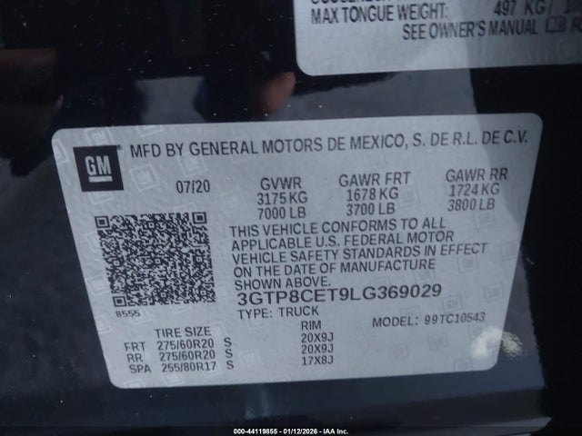 3GTP8CET9LG369029 GMC Sierra 1500 2wd Short Box Elevation