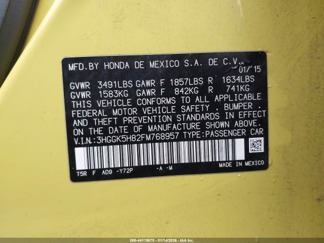 3HGGK5H82FM768957 Honda Fit Ex/ex-l