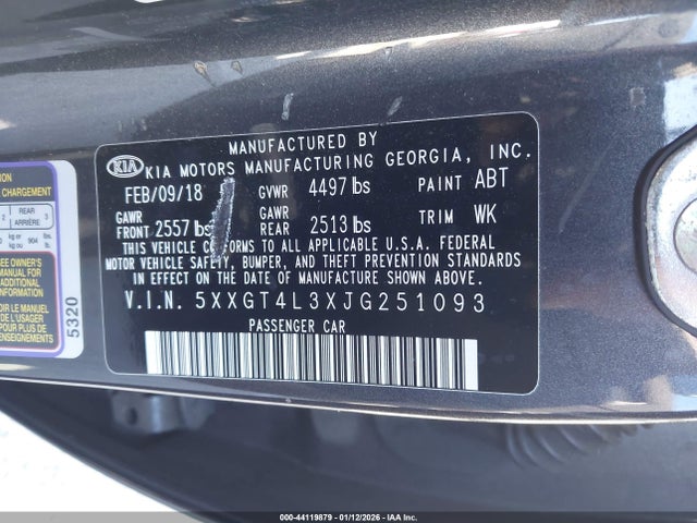 KIA Optima S 2018 5XXGT4L3XJG251093 Image 9