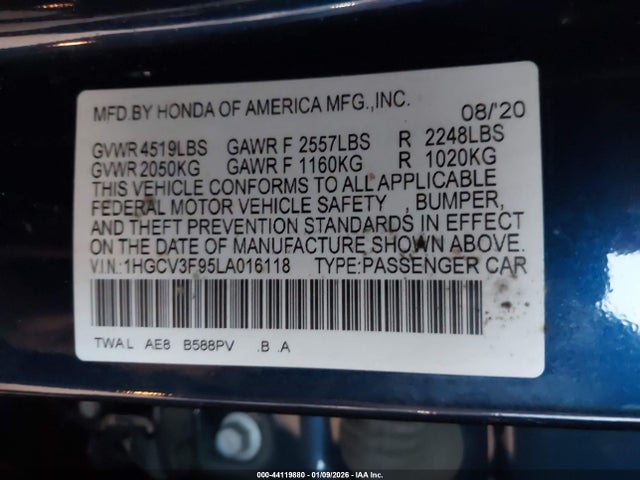 1HGCV3F95LA016118 Honda Accord Hybrid Touring