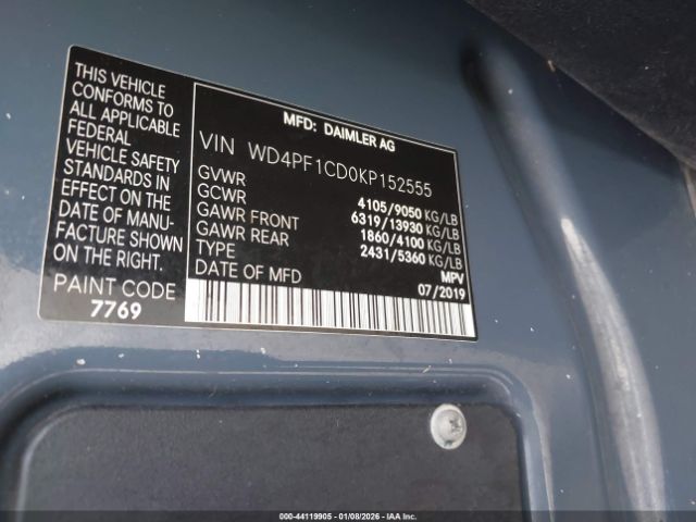 2019 MERCEDES-BENZ SPRINTER 2500 WD4PF1CD0KP152555 Photo 8