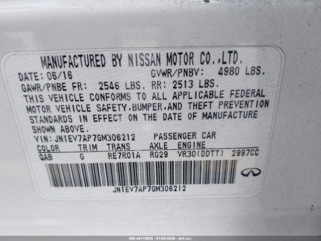 2016 INFINITI Q50 JN1EV7AP7GM306212 Photo 8