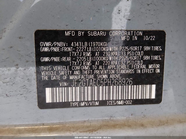JF2GTAEC5PH268926 Subaru Crosstrek Premium