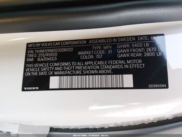 YV4M12RM3S1026022 Volvo Xc60 B5 Ultra