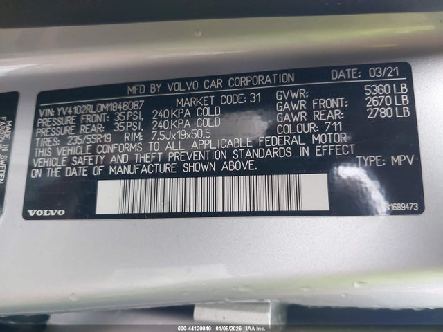 YV4102RL0M1846087 Volvo Xc60 T5 Inscription