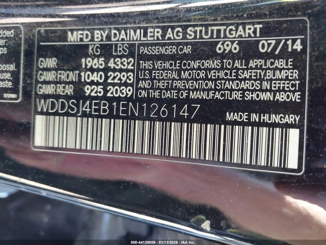 Продажа на аукционе авто 2014 Mercedes-benz Cla 250, vin: WDDSJ4EB1EN126147, номер лота: 44120059