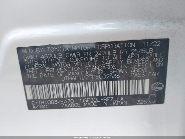 2023 LEXUS IS 500 JTHAP1D22P5002636 Photo 8