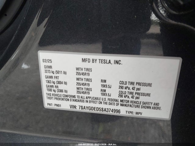 2025 TESLA MODEL Y 7SAYGDED5SA374996 Photo 8
