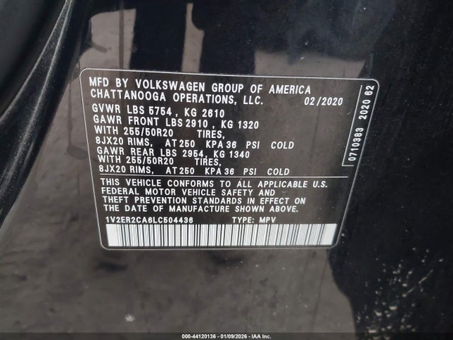 2020 VOLKSWAGEN ATLAS 1V2ER2CA6LC504436 Photo 8