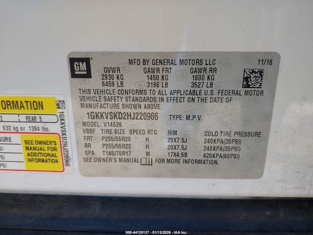 1GKKVSKD2HJ220966 GMC Acadia Limited
