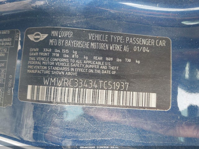 2004 MINI COOPER WMWRC33434TC51937 Photo 8
