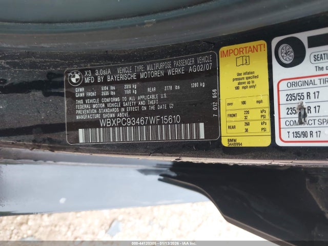 2007 BMW X3 WBXPC93467WF15610 Photo 8