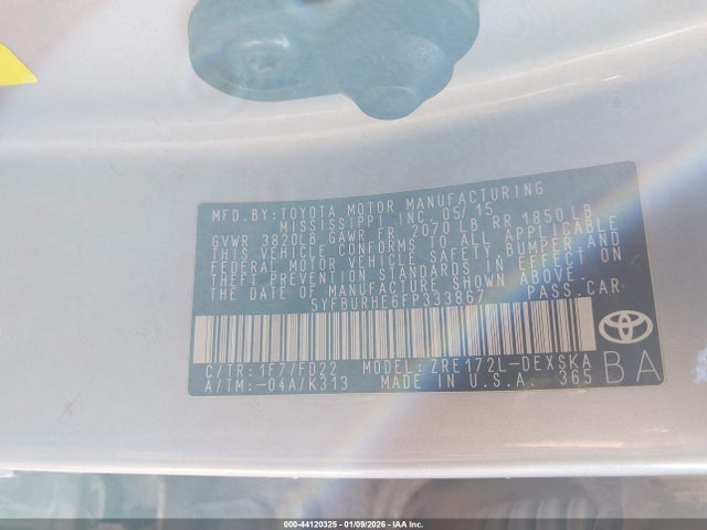 2015 TOYOTA COROLLA 5YFBURHE6FP333867 Photo 8