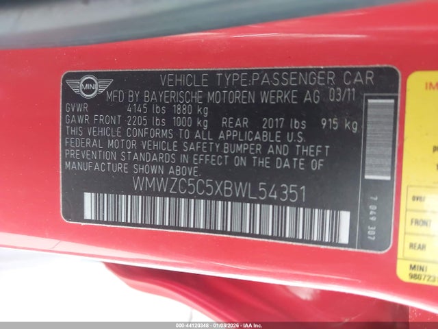 2011 MINI COOPER S COUNTRYMAN WMWZC5C5XBWL54351 Photo 8