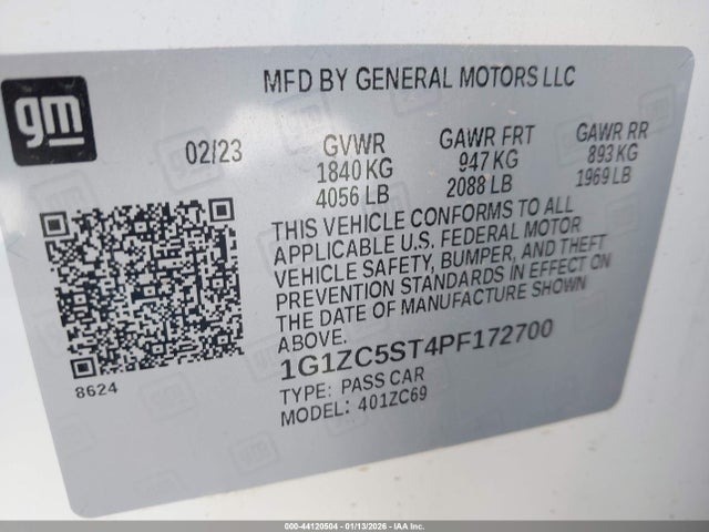 1G1ZC5ST4PF172700 Chevrolet Malibu Fwd 1fl