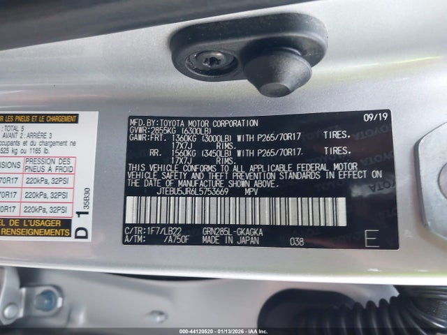 2020 TOYOTA 4RUNNER JTEBU5JR6L5753669 Photo 8