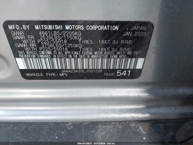 JA4AZ3A33LJ001298 Mitsubishi Outlander Sel 2.4 S-awc
