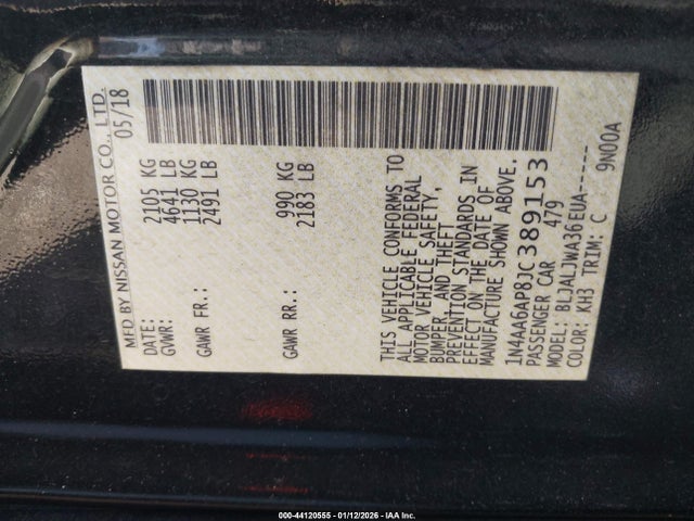 1N4AA6AP8JC389153 Nissan Maxima 3.5 Sv