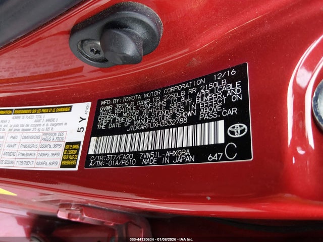 JTDKARFUXH3532788 Toyota Prius Three