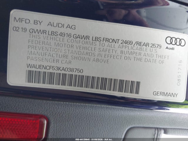 2019 AUDI A5 WAUENCF53KA038750 Photo 8